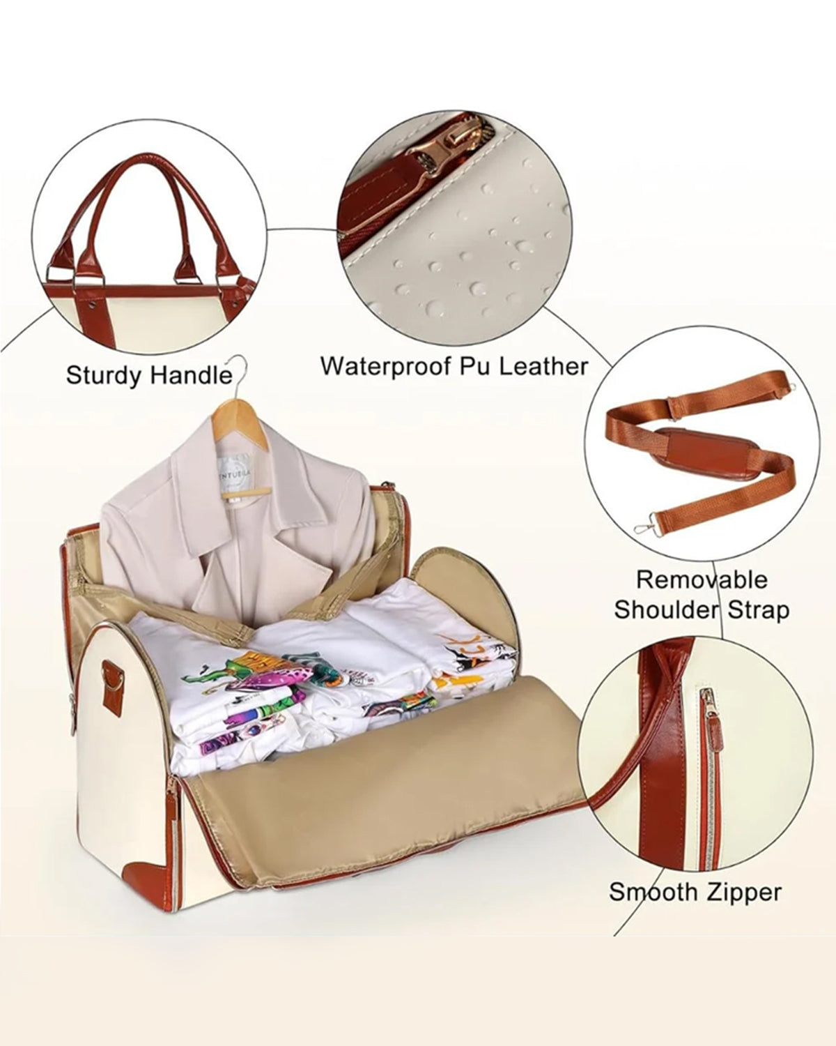 2-in-1 Convertible Garment Duffle Bag with Shoe Pouch - Weekender Travel Bag-3