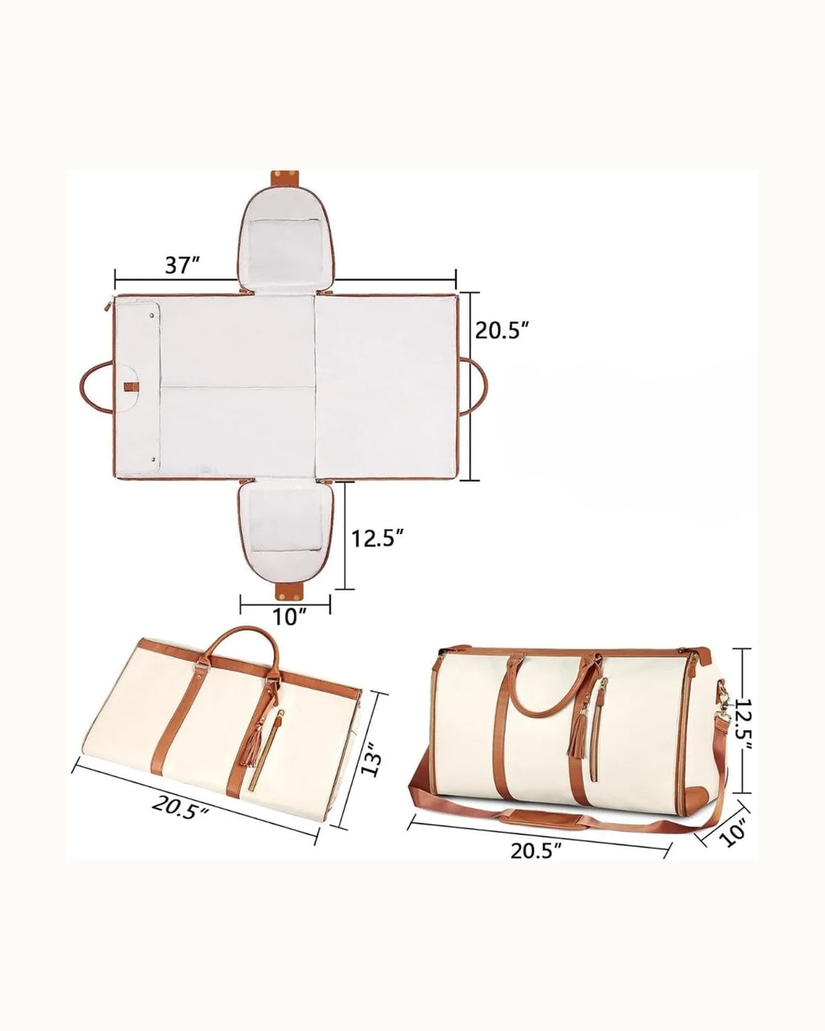 2-in-1 Convertible Garment Duffle Bag with Shoe Pouch - Weekender Travel Bag-5