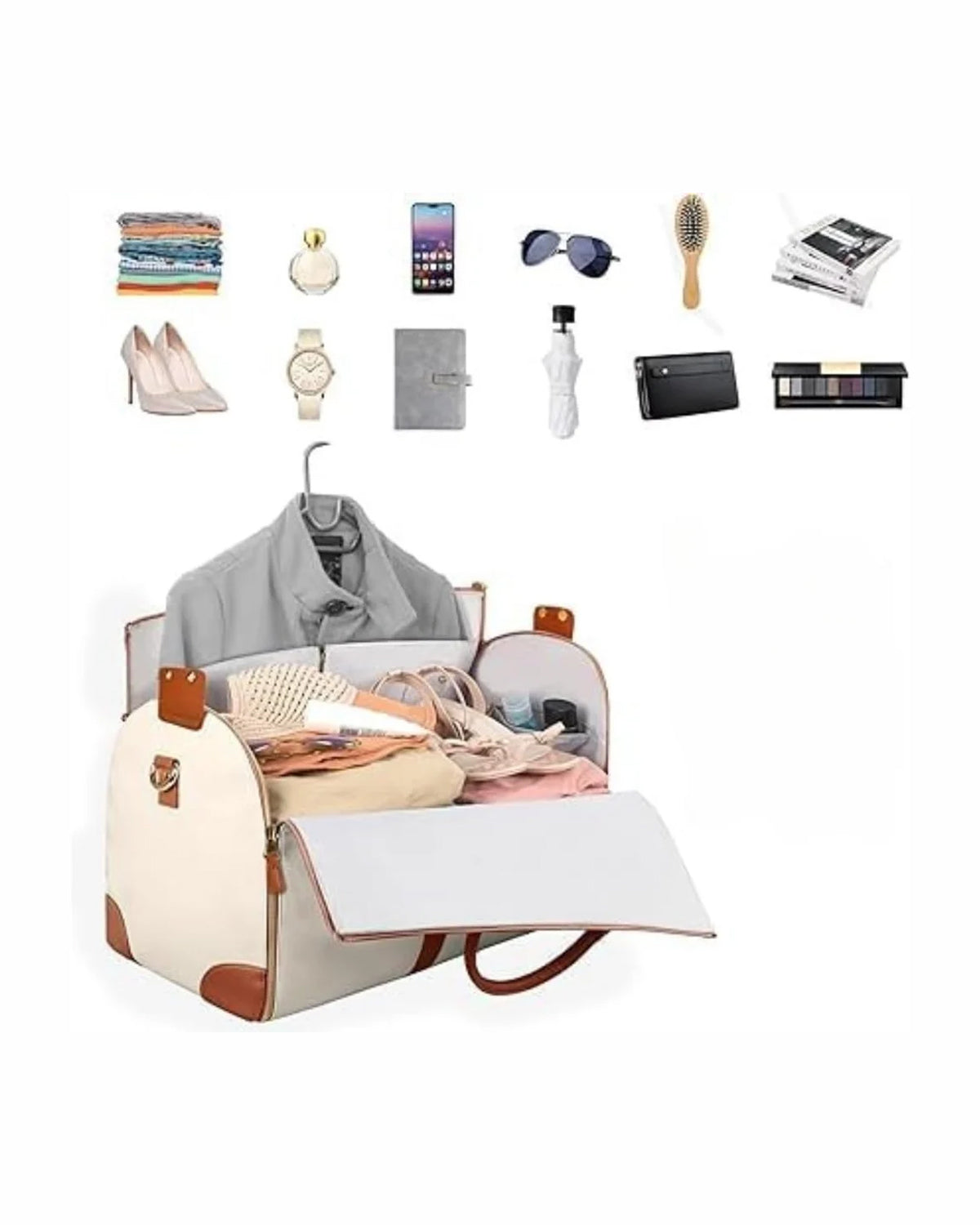 2-in-1 Convertible Garment Duffle Bag with Shoe Pouch - Weekender Travel Bag-6