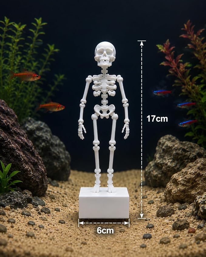 Dancing Skeleton Underwater Bubble Effect, Poseable Joints, Fish Tank Ornament, Funny Fish Lover Decor (Without Airpump) Only Skeleton Toy Included.-2