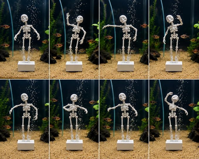 Dancing Skeleton Underwater Bubble Effect, Poseable Joints, Fish Tank Ornament, Funny Fish Lover Decor (Without Airpump) Only Skeleton Toy Included.-5