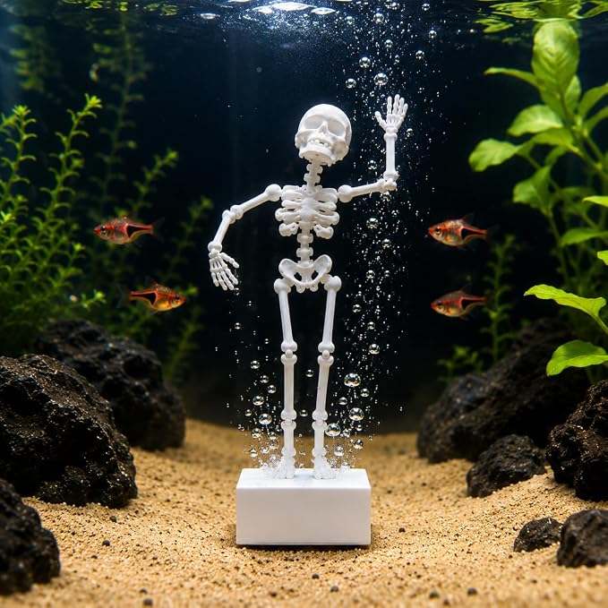 Dancing Skeleton Underwater Bubble Effect, Poseable Joints, Fish Tank Ornament, Funny Fish Lover Decor (Without Airpump) Only Skeleton Toy Included.-3