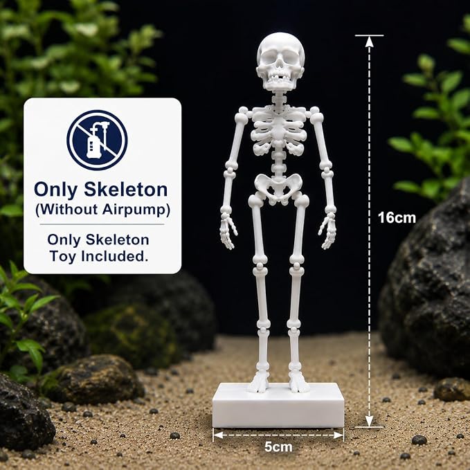 Dancing Skeleton Underwater Bubble Effect, Poseable Joints, Fish Tank Ornament, Funny Fish Lover Decor (Without Airpump) Only Skeleton Toy Included.-6